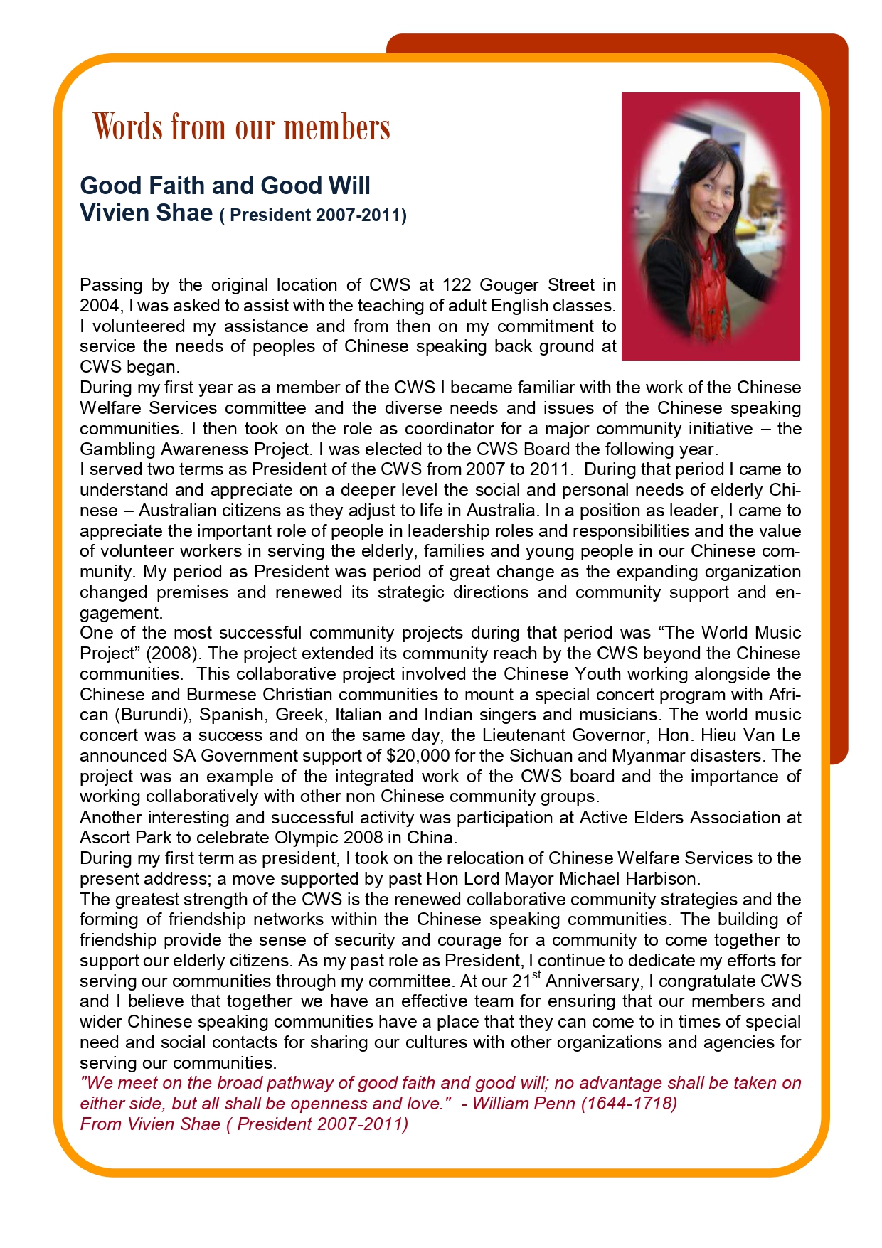 Words from our members - Vivien Shae